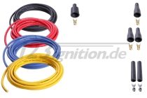 high performance ignition cable set for 2 cylinder engines, 8 mm in black, red, blue and yellow