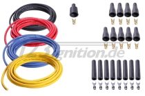 high performance ignition cable set for 8 cylinder engines, 8 mm in black, red, blue and yellow